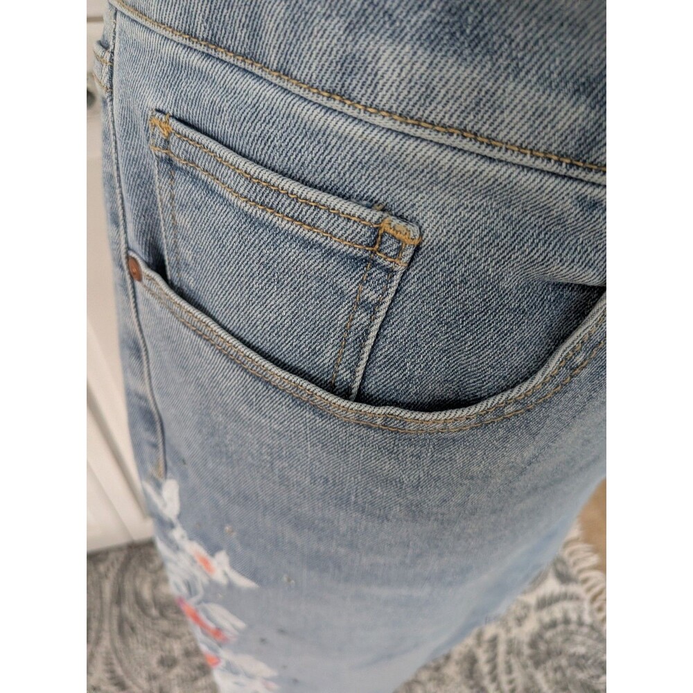 Lane Bryant Signature Fit Straight Leg Crop Jean 20P Lt Bl Embroidery Rhinestone - Picture 7 of 16